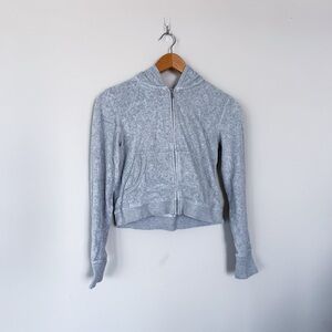 3/$20⚡️ Aerie Heather Gray XS Cropped Zip Up Hoodie Jacket Velour Hooded